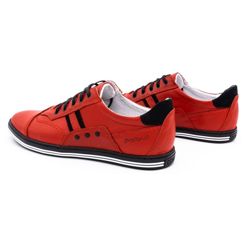Polbut Sapatos masculinos casuais 1801L vermelho com preto 2