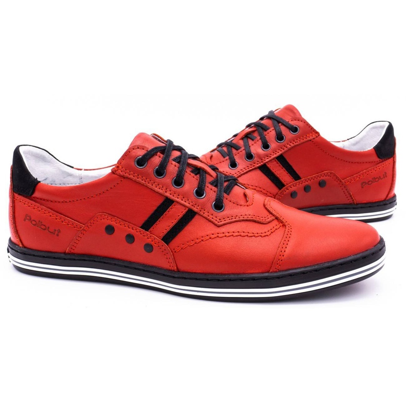 Polbut Sapatos masculinos casuais 1801L vermelho com preto 4