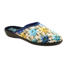 Chinelos femininos com flores Adanex 26743 bege-azul 1