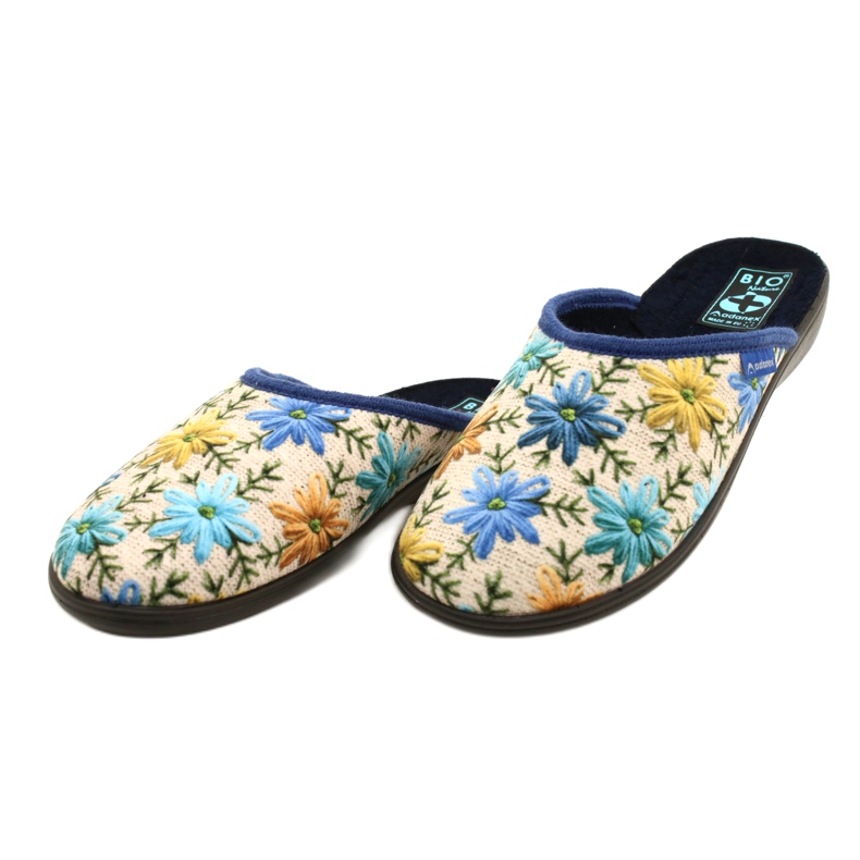 Chinelos femininos com flores Adanex 26743 bege-azul 3
