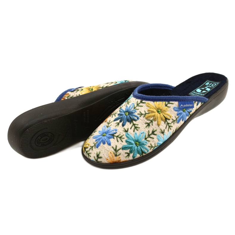 Chinelos femininos com flores Adanex 26743 bege-azul 4 Chinelos femininos com flores Adanex 26743 bege-azul 4