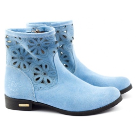 Olivier Botas Alice azuis com bordados confortáveis azul 2