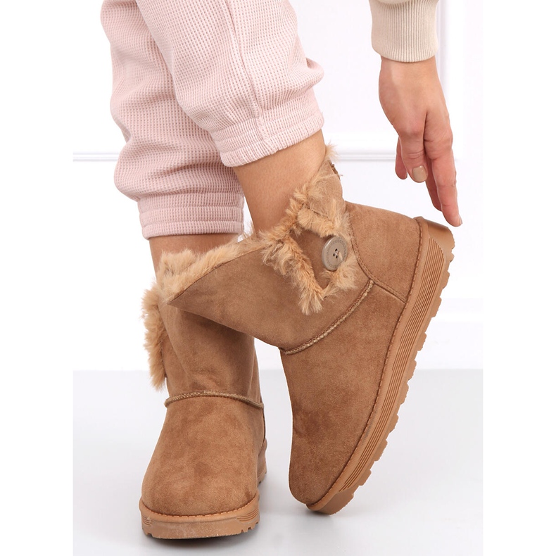 Botas de neve com botão Niki Camel marrom 2