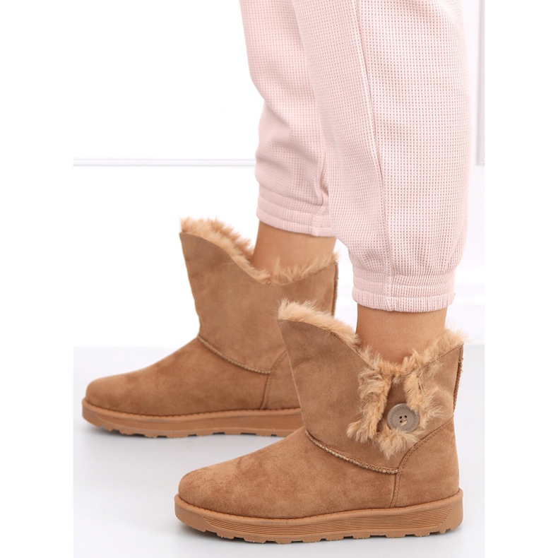 Botas de neve com botão Niki Camel marrom 1