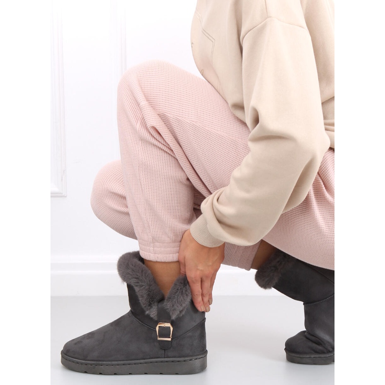 Botas de neve femininas com fivela Wibo Grey cinza 1