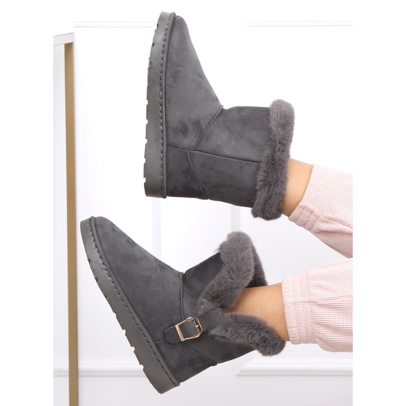 Botas de neve femininas com fivela Wibo Grey cinza 2