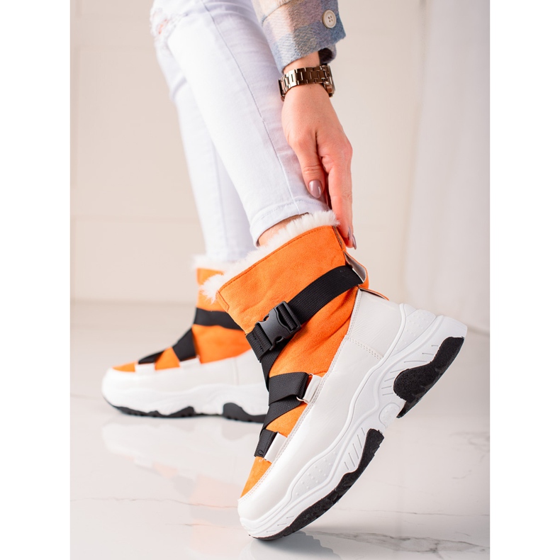 TRENDI Botas de neve esportivas branco laranja 1