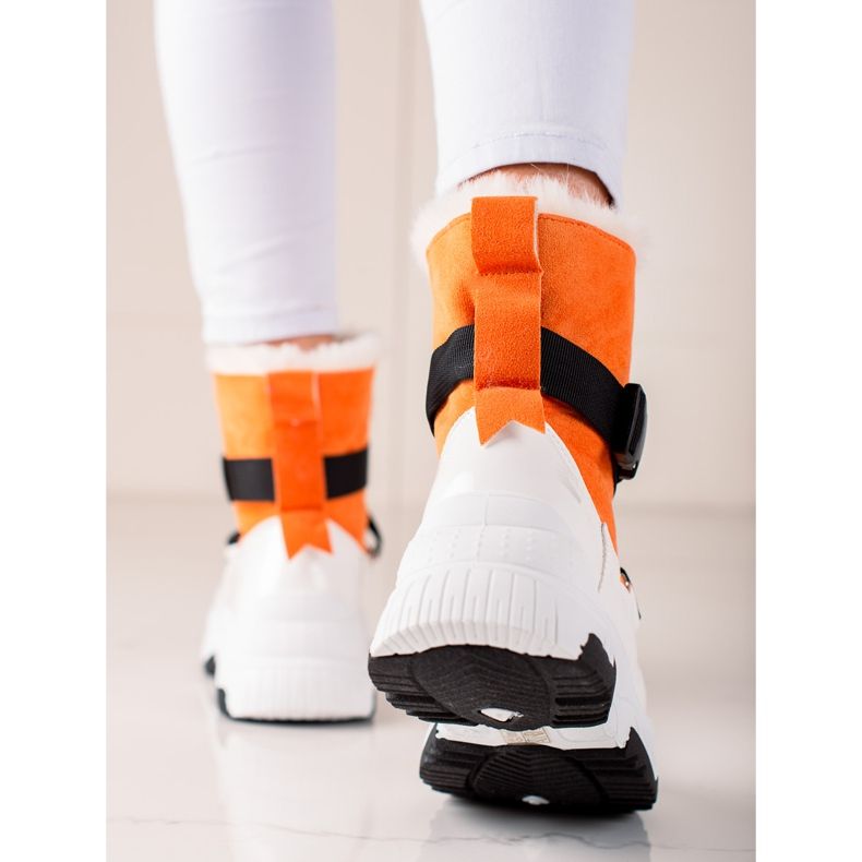 TRENDI Botas de neve esportivas branco laranja 2