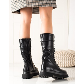 Seastar Botas de cano altas com couro ecológico preto 1
