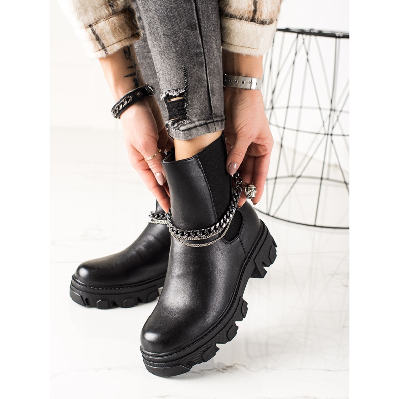 Goodin Botas quentes com correntes preto 2