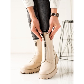TRENDI Botas quentes com zíper bege 1