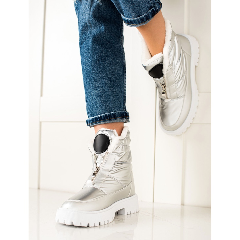 TRENDI Botas de neve brilhantes prateadas prata 1