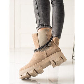 Goodin Botas quentes com correntes bege 1