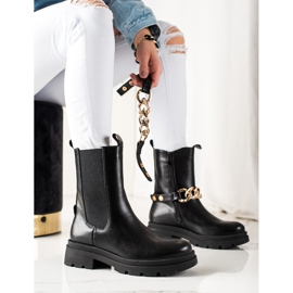 TRENDI Botas altas com corrente preto 1