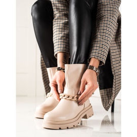 TRENDI Botas de plataforma da moda bege 2