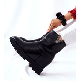 PG1 Botas pretas de tornozelo em cunha oculta com emblema Tiver preto 2 PG1 Botas pretas de tornozelo em cunha oculta com emblema Tiver preto 2