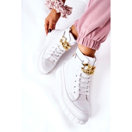 Tênis alto na plataforma White Standies branco dourado 1