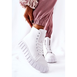 Sapatilhas de couro de cano alto na plataforma branca Meniphise branco 1