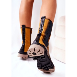 Botas altas de couro maciejka amarelo-cinza 05141-07 bege preto dourado 2