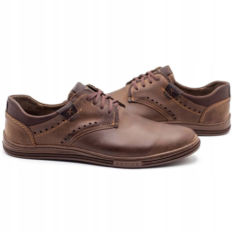 Polbut Sapatos masculinos casuais 402 marrons castanho 4