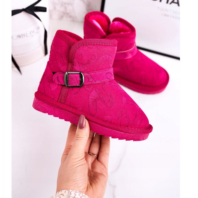 Apawwa Botas de neve infantis com pele fúcsia kawai rosa 2 Apawwa Botas de neve infantis com pele fúcsia kawai rosa 2