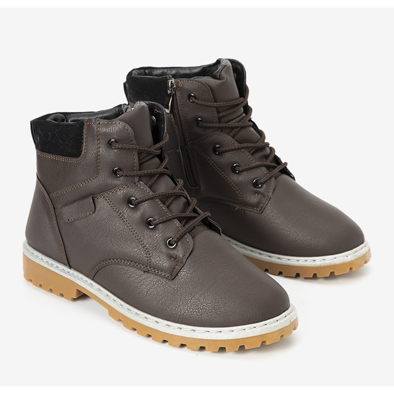 Adrien marrom, botas de caminhada masculinas isoladas 1