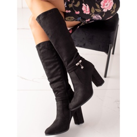 Queentina Botas Elegantes Com Ornamento preto 1