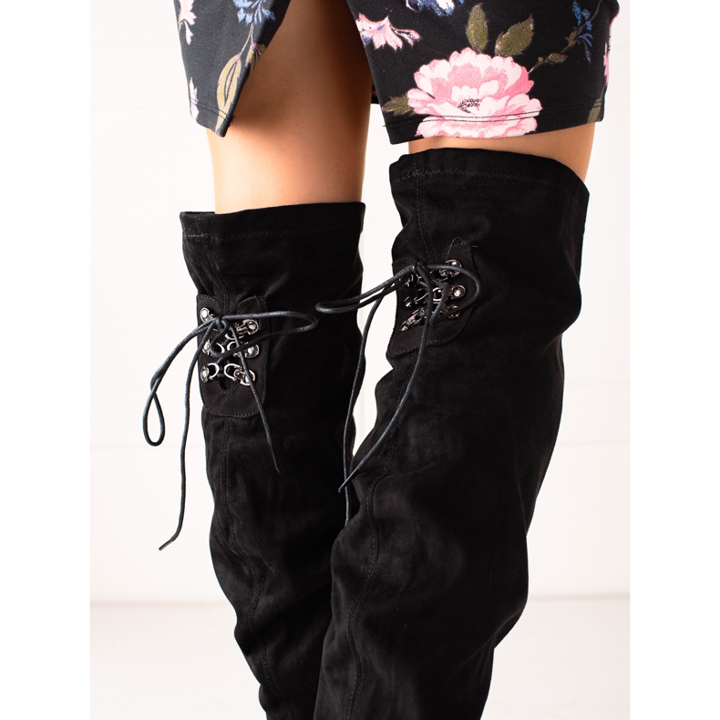 Laura Mode Botas de salto alto até a coxa preto 2