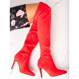 Small Swan Botas de camurça com salto alto vermelho 2