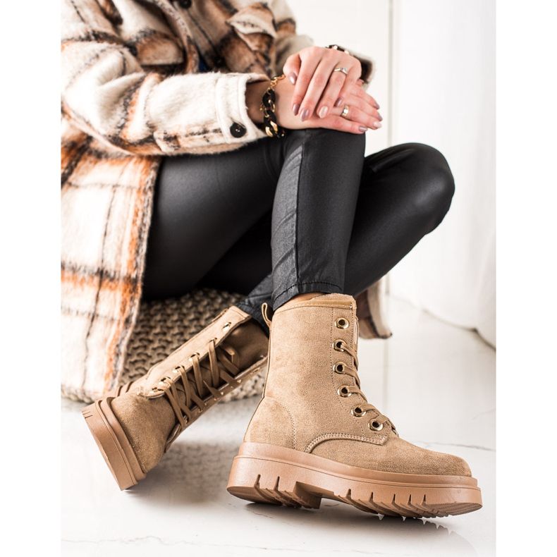 TRENDI Armadilhas de camurça marrom bege castanho 1