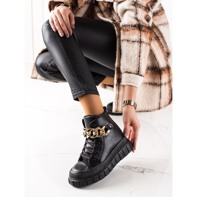TRENDI Tênis com botas quentes preto 1 TRENDI Tênis com botas quentes preto 1