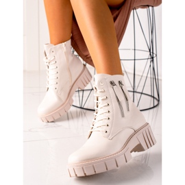 Goodin Trappers elegantes com zíperes decorativos bege 1