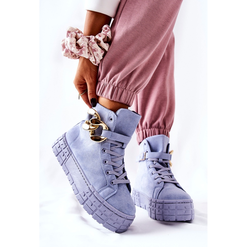 Tênis de cano alto na plataforma Evenia Blue azul 2