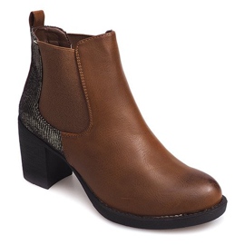 Botas de salto com camelo elástico 1227 castanho 2