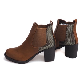 Botas de salto com camelo elástico 1227 castanho 1