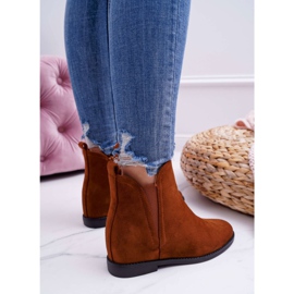 BUGO Botas de cunha feminino tema camelo de camurça marrom 2