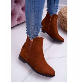BUGO Botas de cunha feminino tema camelo de camurça castanho 3