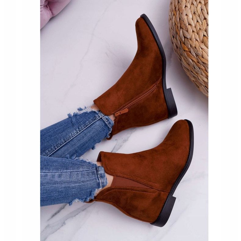 BUGO Botas de cunha feminino tema camelo de camurça marrom 6