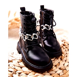 FR1 Botas infantis pretas com corrente preto 3 FR1 Botas infantis pretas com corrente preto 3