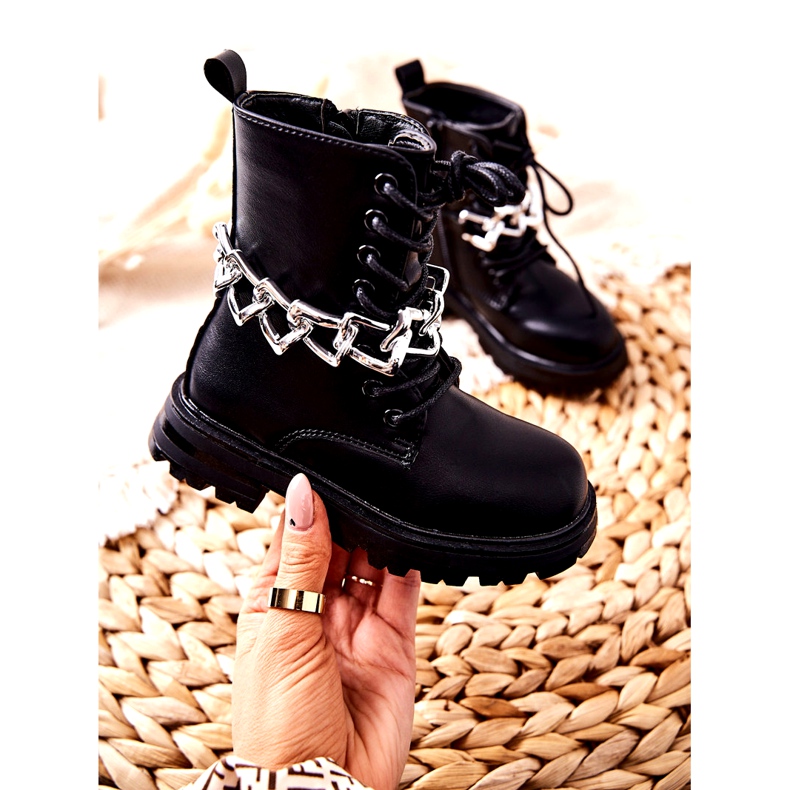 FR1 Botas infantis pretas com corrente preto 4 FR1 Botas infantis pretas com corrente preto 4