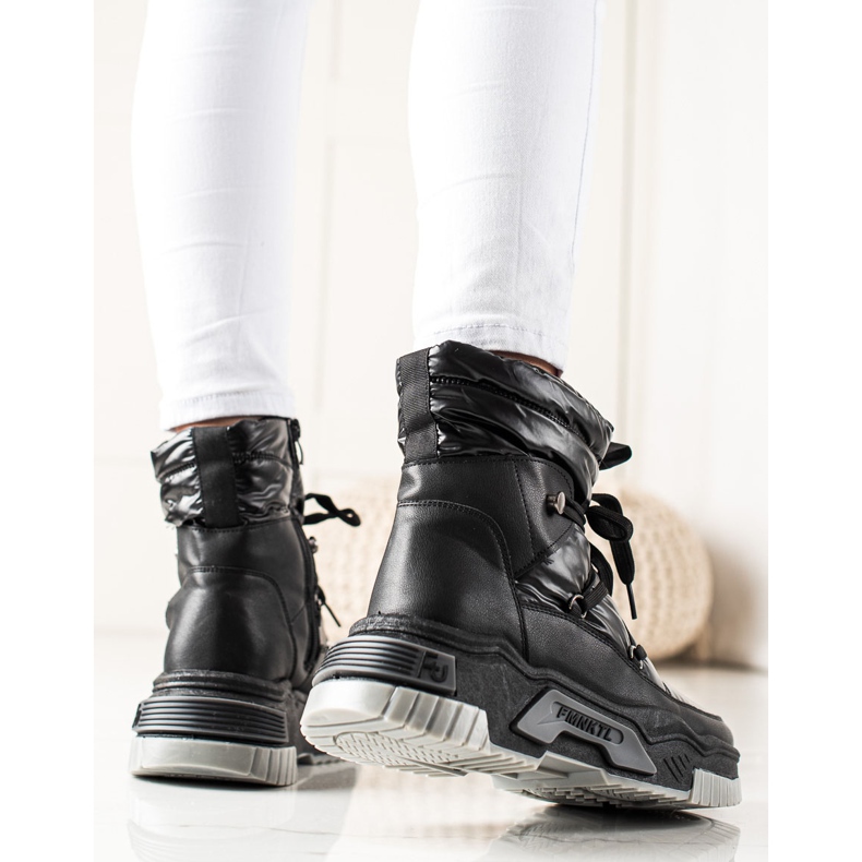 TRENDI Botas de neve pretas de amarrar preto 1