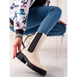 Goodin Botas de cano altas da moda bege 2