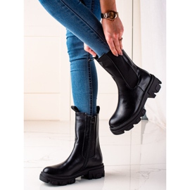Goodin Botas de cano altas da moda preto 2