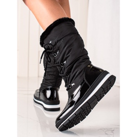 TRENDI Botas de alta neve com pele preto 2