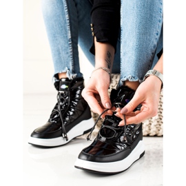 TRENDI Botas de neve brilhantes e elegantes preto 2