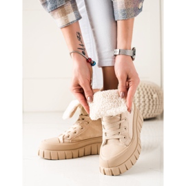 TRENDI Botas, tênis com pele de carneiro bege 1
