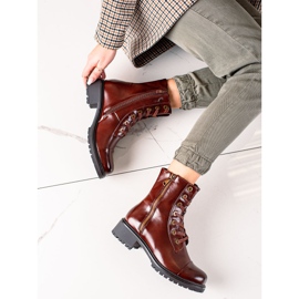 Super Mode Botas marrons com zíper decorativo marrom 1