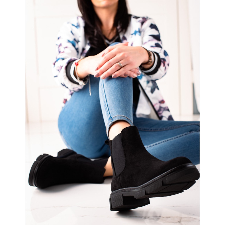 Ideal Shoes Botas de camurça chelsea preto 2