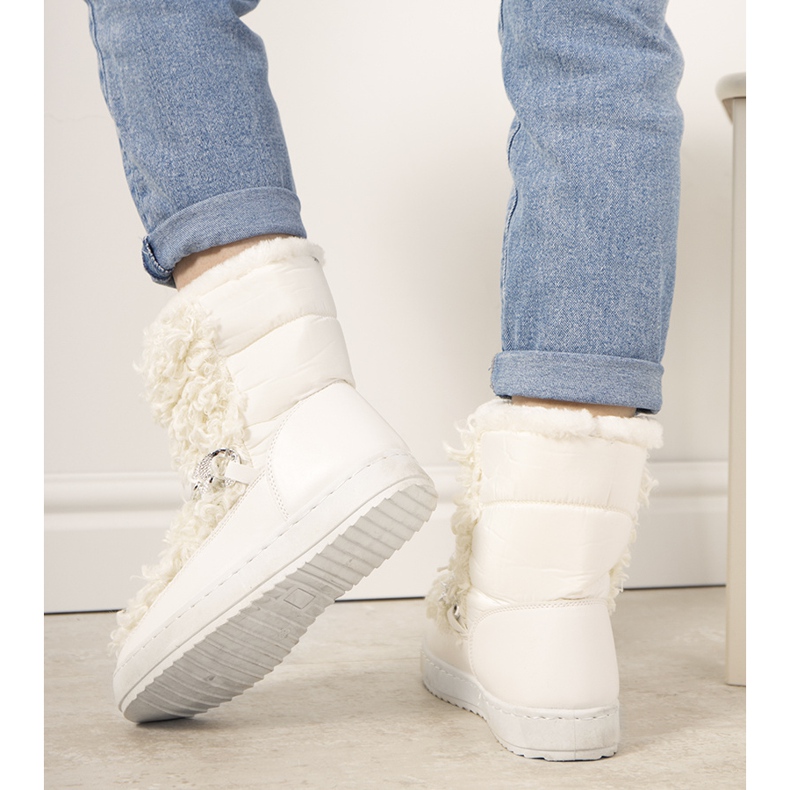 Botas de neve brancas com pele de Montmina branco 1 Botas de neve brancas com pele de Montmina branco 1