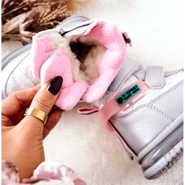 PJ2 Botas para neve quente Botas Hesiera prata com zíper rosa 1